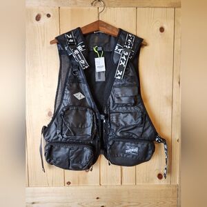 Smoke Rise Black Streetwear Utility Moto Vest NWT